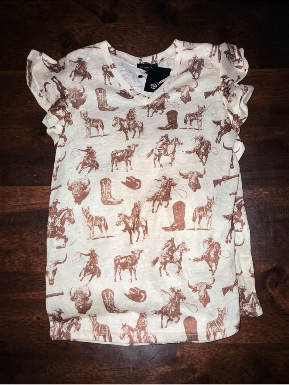 NWT COWBOYS & INDIANS NOVELTY MARIGOLD KISS FLUTTER SLEEVE TOP SIZE SMALL